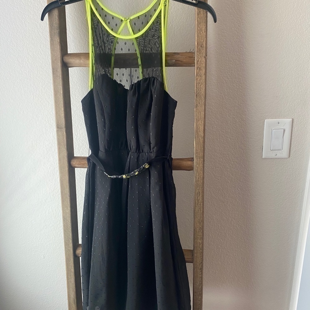 Princess Vera Wang black dress with neon detail